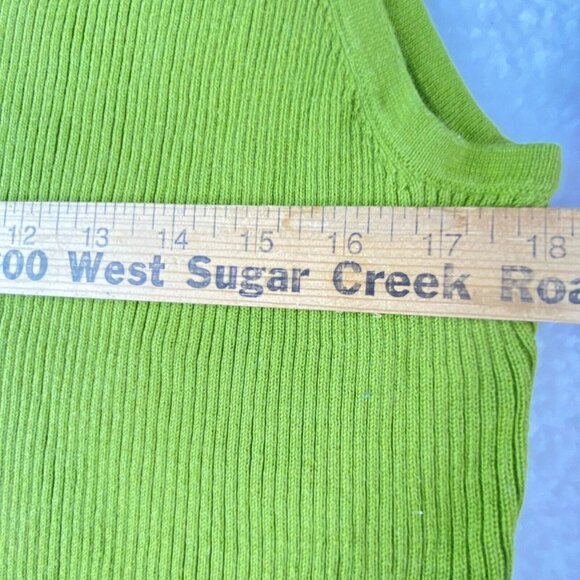 VTG Y2K Kim Rogers Sport Sweater Lot Womens L Green Pink Ribbed Preppy Academia - Picture 8 of 14
